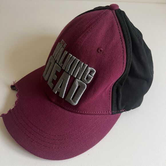 The Walking Dead AMC SnapBack Adjustable Hat Zombie Bite Halloween Maroon Black - Picture 4 of 10